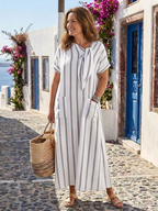Chloé | Midi šaty s vázacím límcem a kapsami