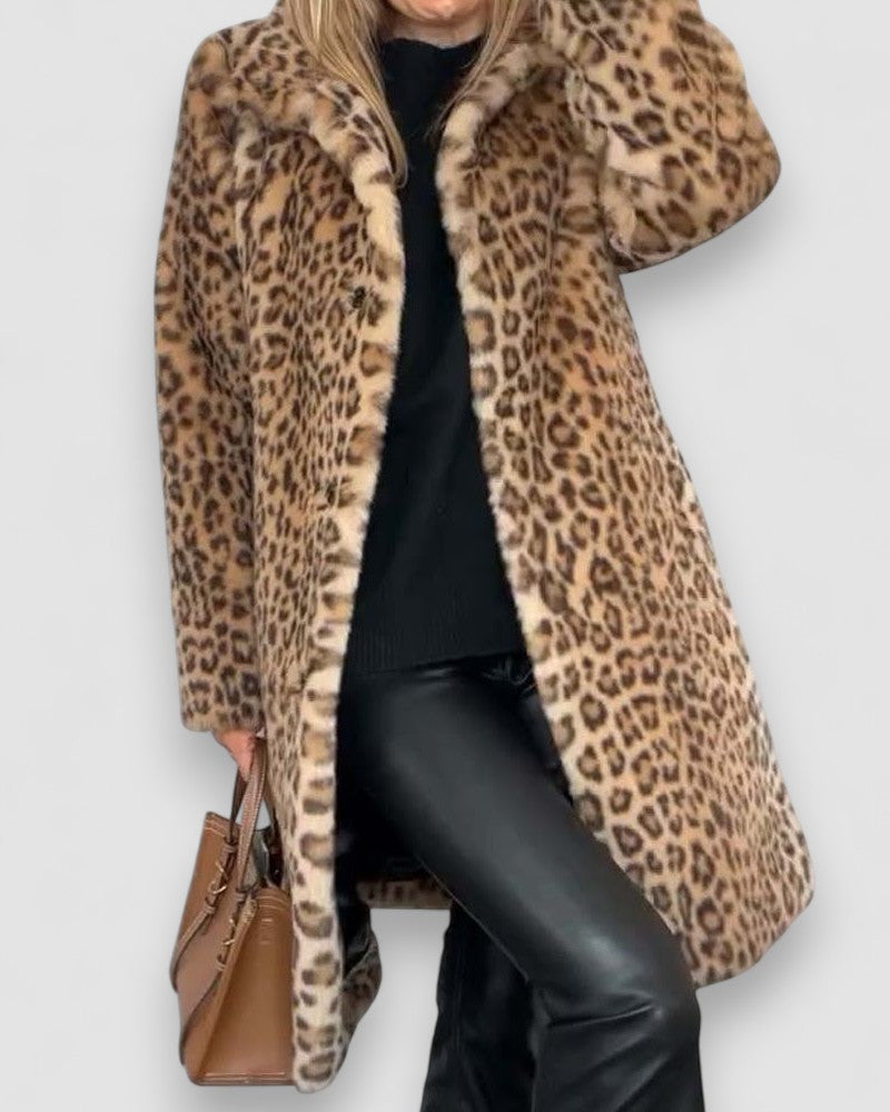 Leia - Dlouhý kabát s leopardím vzorem