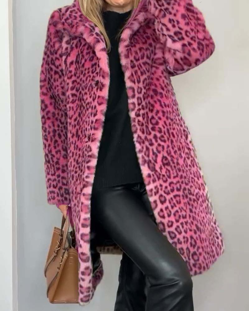 Leia - Dlouhý kabát s leopardím vzorem