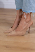 Marlena - Nude slingback lodičky s tenkým podpatkem